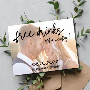 Cartão Postal De Anúncio Orçamento Foto Bebidas Grátis Casamento Salve a Da