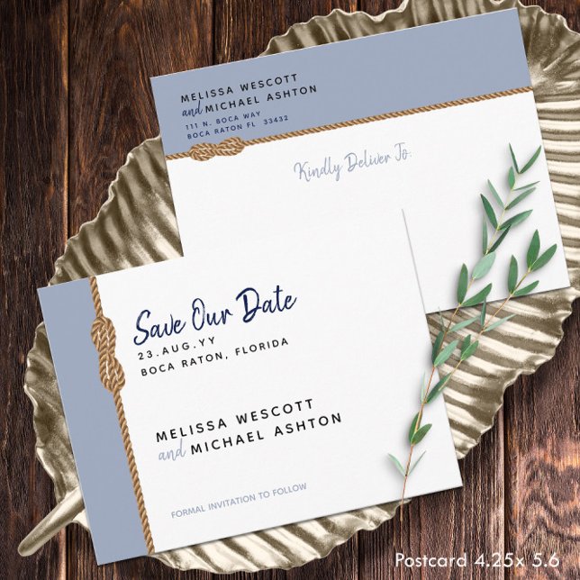 Cartão Postal De Anúncio 🌊 Orçamento Náutico Mínimo Salvar Data (🌊 Minimalist Nautical Budget Save The Date Announcement Postcard
)