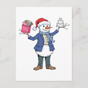 Cartão Postal De Anúncio Organizador de Eventos Homem de Neve Natal 2026 Fe