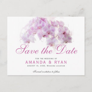 Cartão Postal De Anúncio Orquídea Rosa Bege Flor de Aquarela Floral Casamen