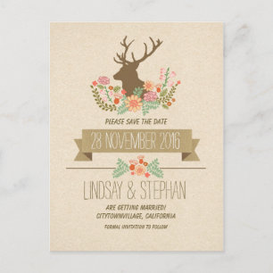 Cartão Postal De Anúncio Os antlers rústicos dos cervos do país salvar o