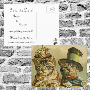 Cartão Postal De Anúncio Os gatos engraçados do Victorian do vintage nos