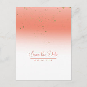 Cartão Postal De Anúncio Ouro de Coral Moderno Glam Chic Casamento Salve a 