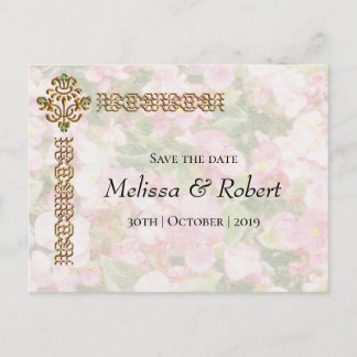 Cartão Postal De Anúncio Ouro Jeweled Floral Wedding