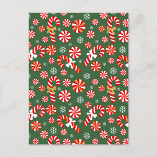 Cartão Postal De Anúncio Ouro Winter Sweet Snowfall Candy Cane