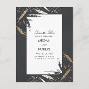 Cartão Postal De Anúncio Outono Moderno Trigo Dourado Salvar a Data