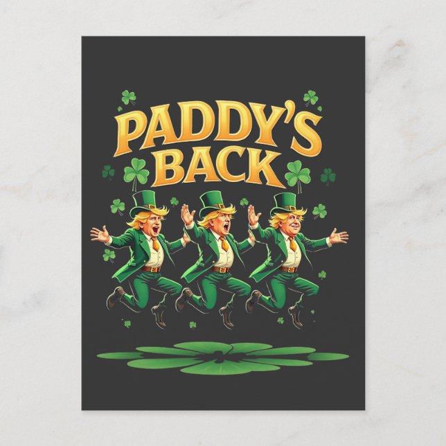 Cartão Postal De Anúncio Paddy's Back Funny Trump Rua Patrick Day Leopard (Frente)