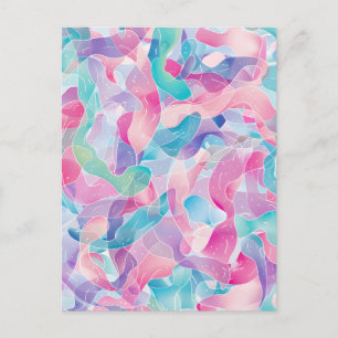Cartão Postal De Anúncio Padrão de Fita Abstrata Pastel