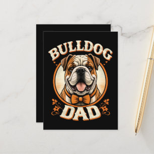 Cartão Postal De Anúncio Pai Bulldog – Dia dos Pais com Bulldog Vintage Fof