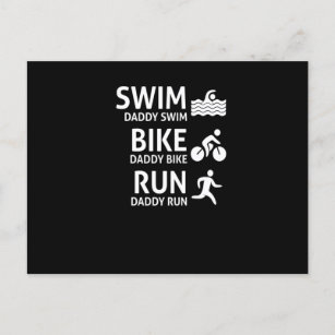 Cartão Postal De Anúncio Pai de Corrida de Bike natação - Pai T-Shirt Engra