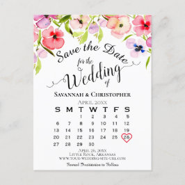 Cartão Postal De Anúncio Painéis de Aquarela Casamento Salvar o Calendário 