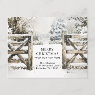 Cartão Postal De Anúncio Paisagem de Natal Cerca de Madeira Feriado Mudança