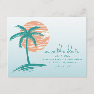 Cartão Postal De Anúncio Palm de praia Casamento da árvore salve o cartão