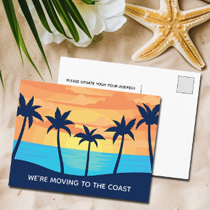Cartão Postal De Anúncio Palm Tree Sunset Change of Address Beach Moving (M