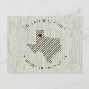 Cartão Postal De Anúncio Panhandle Green Linho e Coração Texas Mudando