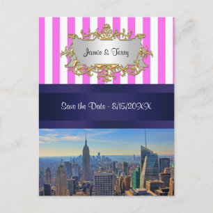 Cartão Postal De Anúncio Panorama da Cidade de Nova York B2 Faixa Rosa e Br