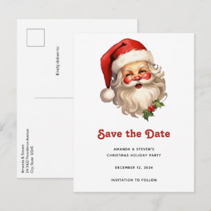 Cartão Postal De Anúncio Papai Noel Alegre e Feliz Estilo Retrô Natal