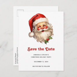 Cartão Postal De Anúncio Papai Noel Alegre e Jovial Estilo Retrô Natal