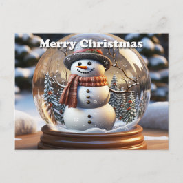 Cartão Postal De Anúncio Papai Noel Boneco de Neve em Globo de Neve de Nata