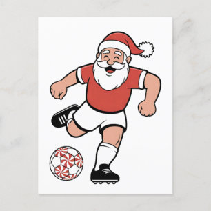 Cartão Postal De Anúncio Papai Noel jogando futebol Jogador de Natal Esport