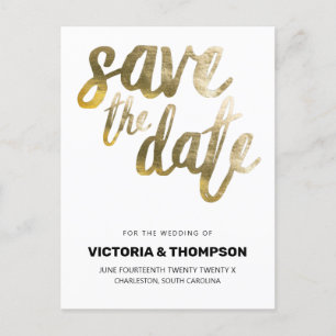 Cartão Postal De Anúncio Papel Dourado Personalizado Casamento