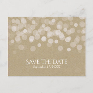 Cartão Postal De Anúncio Papel Marrom Simples Rustico Casamento Salvar A Da