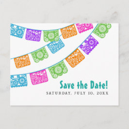 Cartão Postal De Anúncio Papel Picado Casamento Salve o Cartão-postal Data