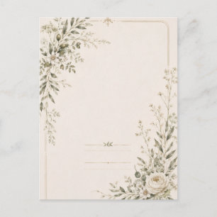 Cartão Postal De Anúncio Papelaria de Casamento com Charme Botânico Natural