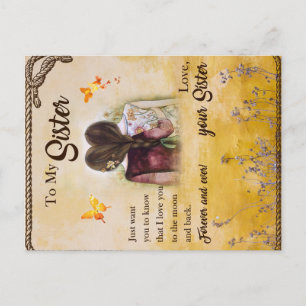 Cartão Postal De Anúncio Para Minha Irmã Presente, Amantes De Borboletas, 