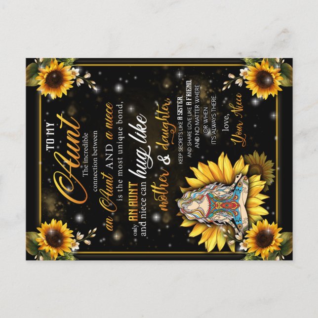 Cartão Postal De Anúncio Para Minha Tia Presente, Bonito Presente De Girass (Frente)