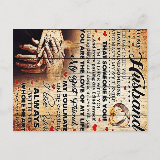 Cartão Postal De Anúncio Para o meu marido Design | Carta De Amor Presente  (Frente)