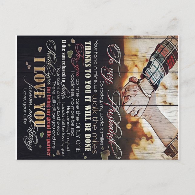 Cartão Postal De Anúncio Para o meu marido presente | Carta Para Ele | (Frente)