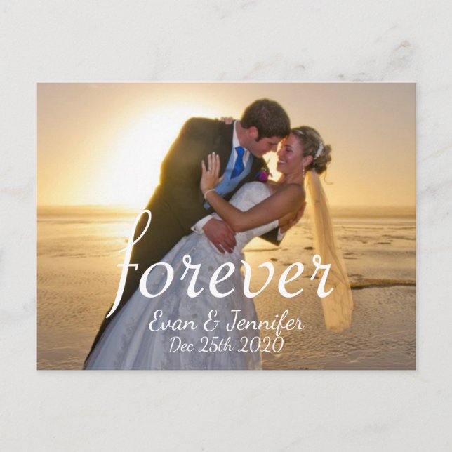 Cartão Postal De Anúncio Para sempre Salve a Data (Frente)