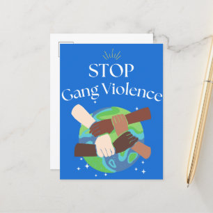 Cartão Postal De Anúncio Parar a Violência das Gangues Mãos entrelaçadas