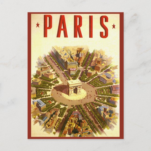 Cartão Postal De Anúncio Paris Antiga, Arco do Triunfo, Mudança de Endereço (Frente)