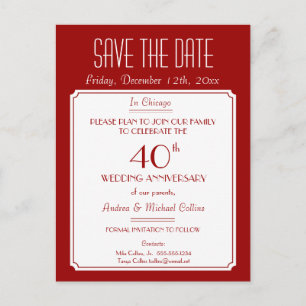 Cartão Postal De Anúncio Parte, Evento ou Reunião Salvar a Data em Vermelho