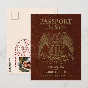 Cartão Postal De Anúncio Passaporte Laranja Fofo Casamento Divertido Save t