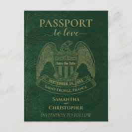 Cartão Postal De Anúncio Passaporte Verde Fofo Divertido Casamento Salve a 