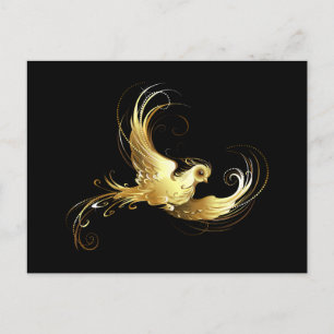 Cartão Postal De Anúncio Pássaro Dourado em Fundo Preto