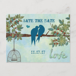 Cartão Postal De Anúncio Pássaros de Amor Silhueta em Gaiola de Pássaros Ár