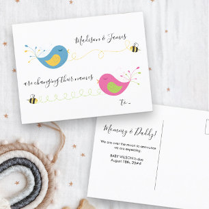 Cartão Postal De Anúncio Pássaros e Abelhas Mudando Nomes Gravidez