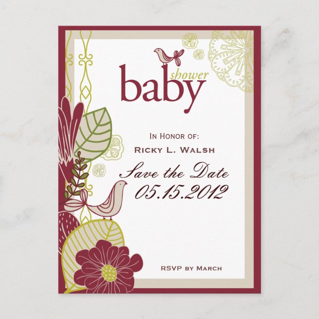 Cartão Postal De Anúncio Pássaros & Flores (Frente)