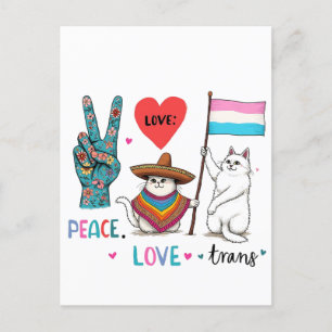 Cartão Postal De Anúncio Paz e Transgênero LGBTQ Trans