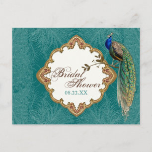 Cartão Postal De Anúncio Peacock & Swirls do ouro - Salve o Cartão-Postal d