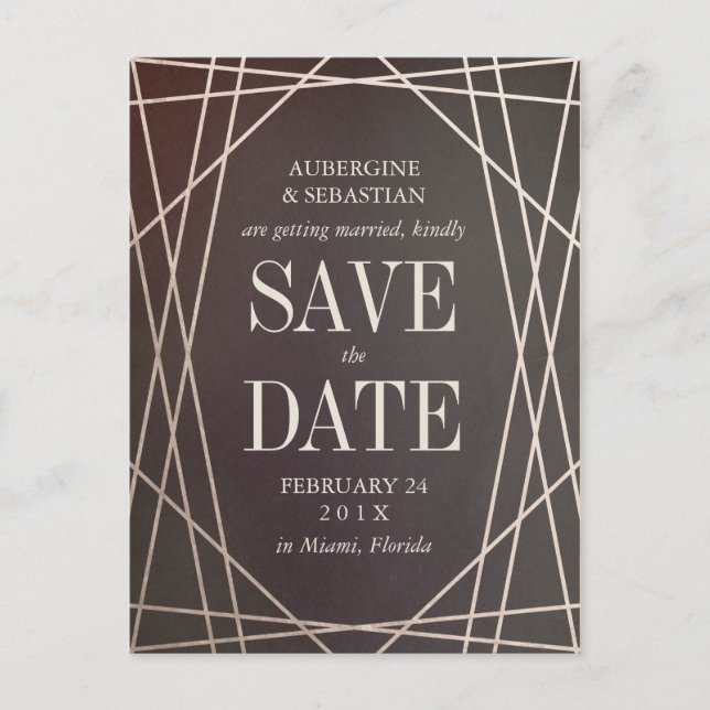 Cartão Postal De Anúncio Pedra Preciosa Opalina Escura para Casamento Save  (Frente)