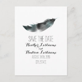 Cartão Postal De Anúncio Pena Inspirada Por Aquarela Salvar Data - Preto