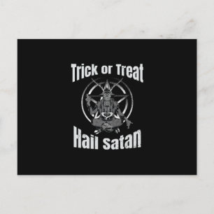 Cartão Postal De Anúncio Pentagrama de Cabra de Saudações ao Satanás Hallow