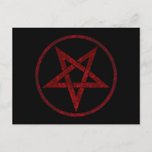 Cartão Postal De Anúncio Pentagrama do Diabo Vermelho