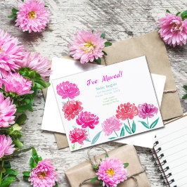 Cartão Postal De Anúncio Peonies Aquarela Novo Endereço
