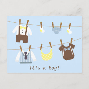 Cartão Postal De Anúncio Pequeno Cavalheiro Filha de Clothesline